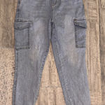 Almost Famous Light Blue Wash Cargo Pocket Jean Joggers Women’s Sz M Photo 0