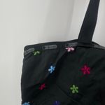 LeSportsac Bag Flower Embroidery Black Zipper Tote Lightweight Travel MultiColor Photo 13