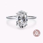 SIZE 5 925 Sterling Silver Oval Clear Zirconia 3CT Engagement Ring Photo 3