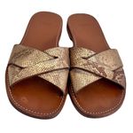 CELINE  Gold ‘Larins’ Criss Cross Python Embossed Leather Sandals, Size 38 Photo 2