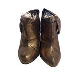 Wet Seal  Women’s Metallic Gold Bow Heel Ankle Booties Size 7.5 Photo 2