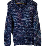 Wild Fable Chunky Knit Sweater Womens L Navy Multicolor Slouchy Cozy Indie Photo 0