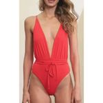 Maaji  Red Camelia Safari Plunge Reversible One Piece NWT Sz. S Photo 4