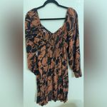 A New Day Black and Brown Abstract Long Sleeve Dress Photo 11