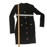 SheIn BIZwear Button Front Bodycon Dress Black Gold Metal Buttons Size Small NEW Photo 3