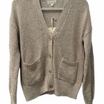 Marled Metallic Knit Cardigan Champagne Gold Sequins Button size medium NWT Photo 0