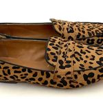 J.Crew Animal Print Leopard Leather Penny Flats Loafers Tan Black Size 7 Photo 0