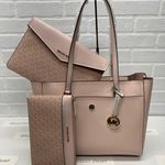 Michael Kors Maisie 3 In 1 Tote Large Leather Bag DK Powder Blush Photo 0