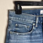 Loft  Blue Distressed The High Waist Denim Bike Shorts fringe hem Size 25 Photo 3