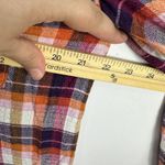 Pilcro Button Shirt M Plaid Orange Purple Ruffle Trim‎ Grunge Cottagecore Boho Size M Photo 3