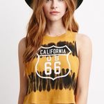 Forever 21 US 66 Graphic Tie Dye Crop muscle tee Small Black Yellow Photo 0