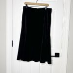 Lands' End Black Velvet Midi Skirt Classic Chic Party Career Elegant Size 12 Photo 1