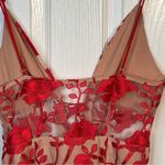 Tobi Sz XS Red Nude Floral Lace Up Corset Dress See Through Panels Valentines Photo 10