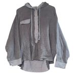 POL  Textured Waffle Knit Oversized Top Embroidered Medium Boho Grunge ~FLAW Photo 0