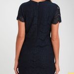 Lulus Take Me to Brunch Navy Blue Lace Shift Dress Photo 1