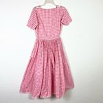 Vintage Pink & White Plaid Lattice Sleeve A Line Midi Dress Size S Photo 4