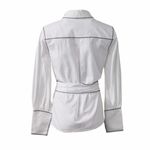 C/MEO COLLECTIVE C/MEO NWT Long Sleeve Belted Button Up White Contemporary Business Blouse Top Photo 1