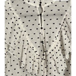 ZARA  Womens Top Size M White Long Sleeve High Neck Embroidery Ruffle Button Det Photo 3
