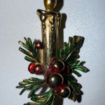 Vintage Fabulous ST‎ LABRE signed Christmas candle Brooch Pin Holly Berry Photo 0