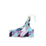 frankie's bikinis NWT Barb One Shoulder Bikini Top in Patchwork Multi Pattern S Photo 2