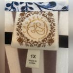 Tru Self Women’s Blue Floral Brown‎ White Striped Tank Top Shirt Size 1X Brown Photo 2