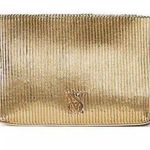 Victoria's Secret Victoria Secret Bombshell Metallic Logo Pleated Clutch Gold NWT Photo 0