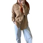 Ralph Lauren Lauren 100% Linen Safari Shirt Jacket Womens 14 Tan Button Front Photo 1