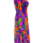 Vintage Unbranded Psychedelic Long Sleeve Floral Maxi Dress Size XS Purple Photo 1