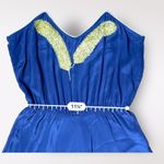 barney's new york Beyond Vintage for‎ Barney’s New York Silk Blue and Gold Dress Size S Photo 7
