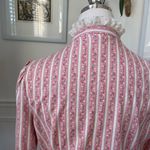 Vintage 70s Cottage Core Country Bicentennial Blouse Calico Lace S Pink Photo 7