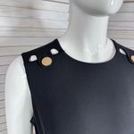 Calvin Klein Gold Button Tab Shoulders Belted Wide Leg Jumpsuit Black 6 Photo 5