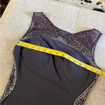 La Femme  Glam Long‎ Jersey Dress with Sheer Neckline and Stones Open Back Sz 4 Photo 10