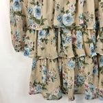 Madden Girl Madden NYC Beige & Blue Floral Long Sleeve Tiered Mini Dress XXL Photo 4