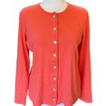 L.L.Bean Supima Cotton Cardigan Long Sleeve Top Womens Size Small Coral Pink Photo 1