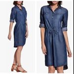 Gloria Vanderbilt Womens Ashleigh Dress Cancun Dark Wash Chambray Denim S Photo 1