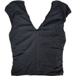 J.Crew  Ruched V-neck top in stretch cotton blend Black M‎ Photo 0