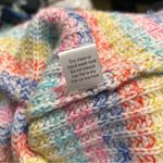 La Ligne Cherie Striped Cropped Rainbow Sweater Wool Cashmere Size Small Pink Photo 10