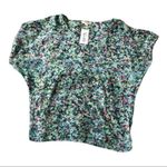 Tulle Womens Blouse Size Medium‎ Floral Sheer Green Pink Blue Oversized NEW Photo 0