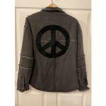 Vintage Havana Studded Peace Sign Twill Black Oversized Shacket, S Photo 4
