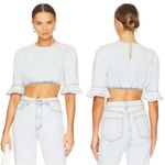 We Wore What NWT Women's Indigo Comfort Denim Crop Top in Super Light Size Small Photo 2