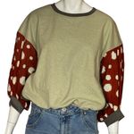 THML  Cream and Red Polka Dot Sleeve Sweatshirt Size XSMALL Photo 0