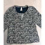 Pact Womens Pop Over Organic Cotton Top Blue White Size Small Floral Romantic Photo 0