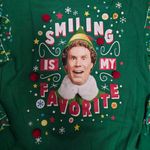 Elf Women's Kids Sweatshirt Smiling Is My Favorite Size Medium Green Christmas Photo 4