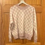T Tahari  Size Medium Pink and White Checker Print Sweater New With Tags Photo 1