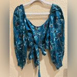 Band of the Free/ Band of Gypsies Sybille Teal Floral Crossover Crop Top. NWT Blue Photo 8