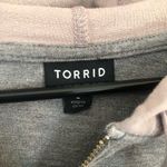 Torrid  Knit Zip Up Hoodie Pink Gray Raglan Size 2 XXL Photo 3