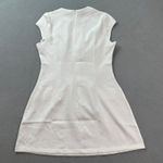 White Sheath Dress Cap Sleeve Back Zipper Pockets Size M Classic Knee Lenght Size M Photo 1