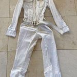Buru White Denim Jumpsuit Sz Small With Belt and Pockets Photo 0