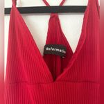 Reformation  Red Ribbed Halter Back Guava Crop Top Sexy Y2K Style Photo 4