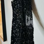 Parker  Black Sequin One Shoulder Long Sleeve Beaded Bodycon Mini Dress Size 0 Photo 3